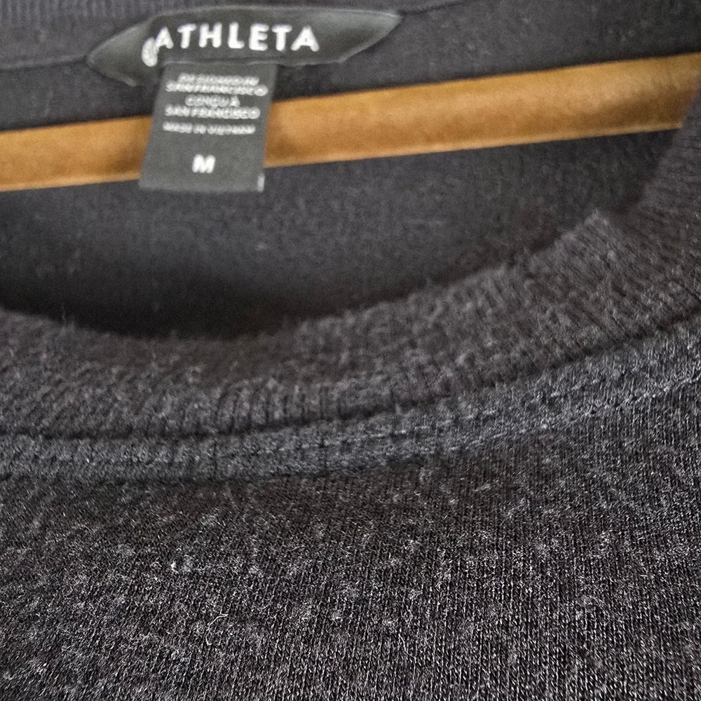 Athleta Coaster Luxe Sweatshirt Black Modal Blend Thumbhole Pullover Womens M - Picture 8 of 11